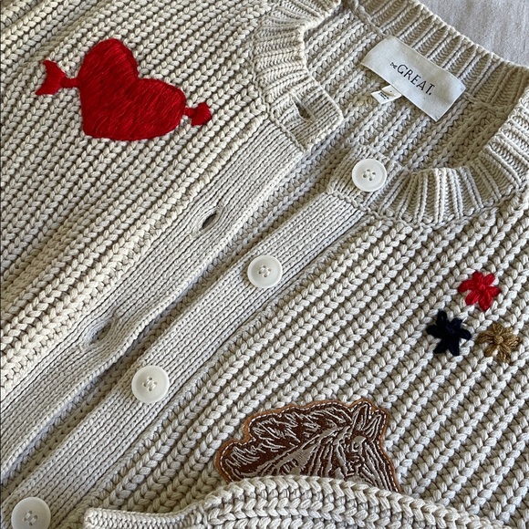 The Great. Collegiate Cardigan Sweater in Natural. Size 1. - Picture 9 of 9